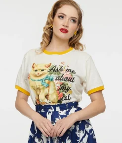 Ask Me About My Cat Unisex Ringer Tee