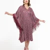 Audrey K Purple Art Deco Fringe Love Is A Drug Caftan