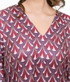 Audrey K Purple Art Deco Fringe Love Is A Drug Caftan