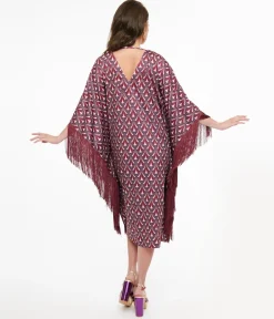 Audrey K Purple Art Deco Fringe Love Is A Drug Caftan