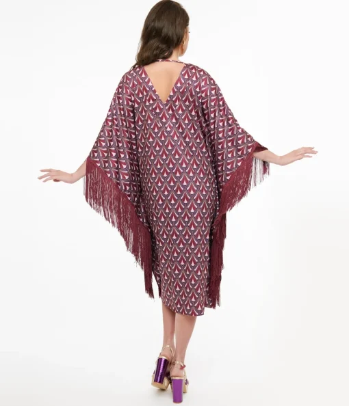 Audrey K Purple Art Deco Fringe Love Is A Drug Caftan