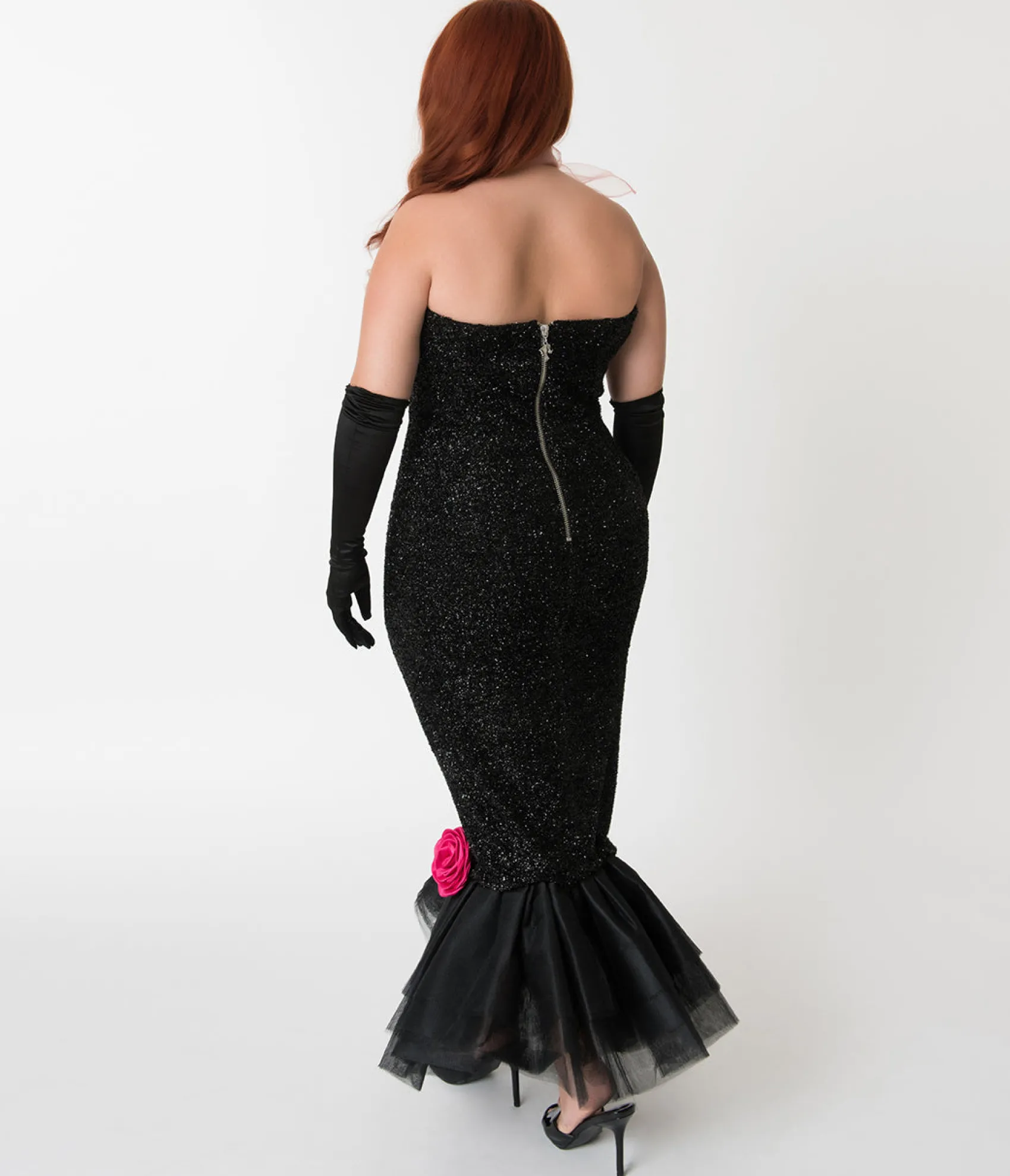 Barbie™ x Unique Vintage Black Solo In The Spotlight Strapless Wiggle Dress