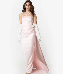 Barbie™ x Unique Vintage Pink Satin Strapless Enchanted Evening Gown