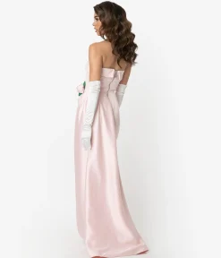 Barbie™ x Unique Vintage Pink Satin Strapless Enchanted Evening Gown