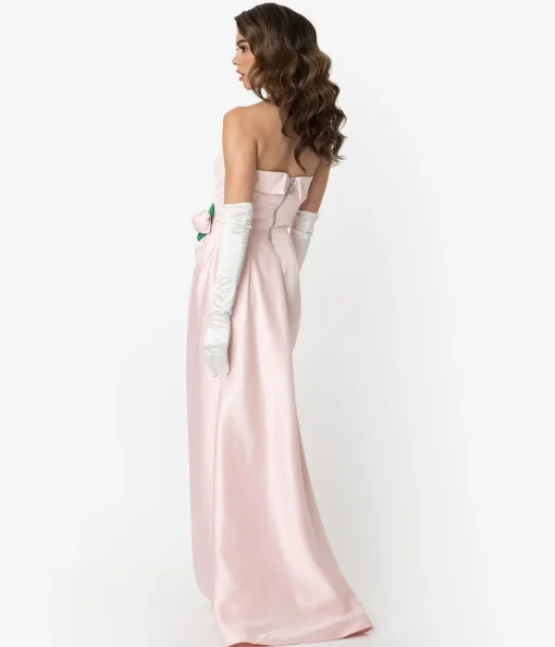 Barbie™ x Unique Vintage Pink Satin Strapless Enchanted Evening Gown