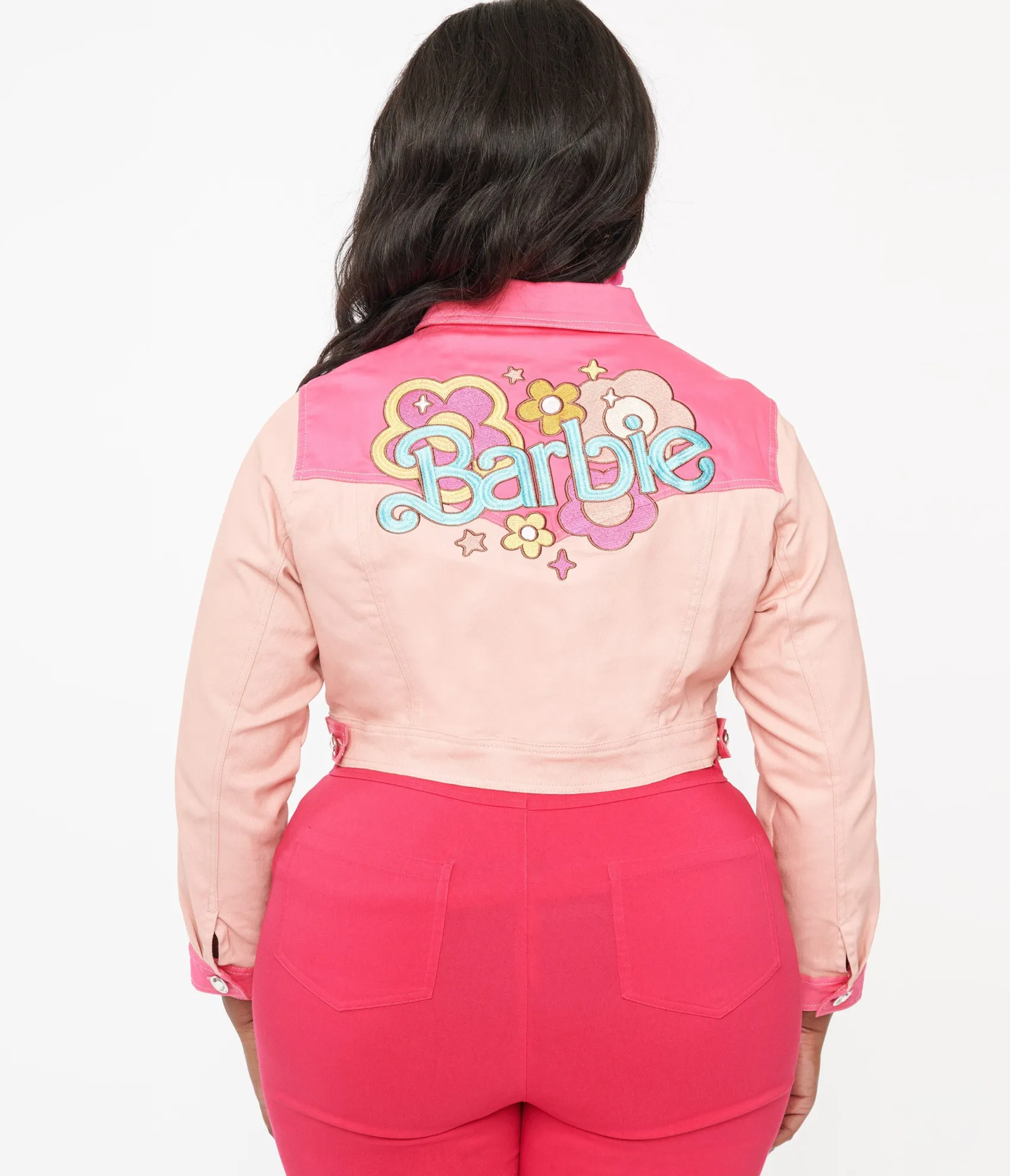 Barbie x Unique Vintage Plus Size Pink Barbie Denim Western Jacket