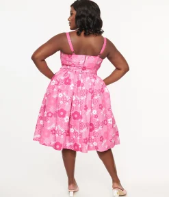 Barbie x Unique Vintage Plus Size Pink Barbie Print Swing Dress