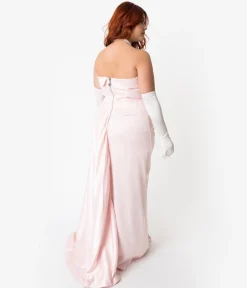Barbie™ x Unique Vintage Pink Satin Strapless Enchanted Evening Gown