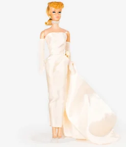 Barbie™ x Unique Vintage Pink Satin Strapless Enchanted Evening Gown
