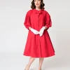 Barbie™ x Unique Vintage 1960s Style Red Flare Swing Coat