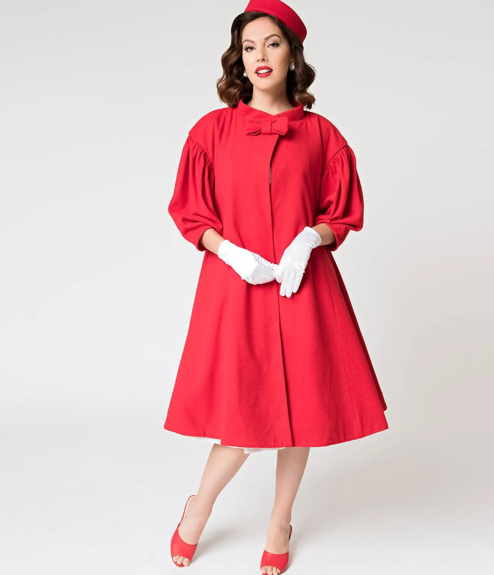 Barbie™ x Unique Vintage 1960s Style Red Flare Swing Coat