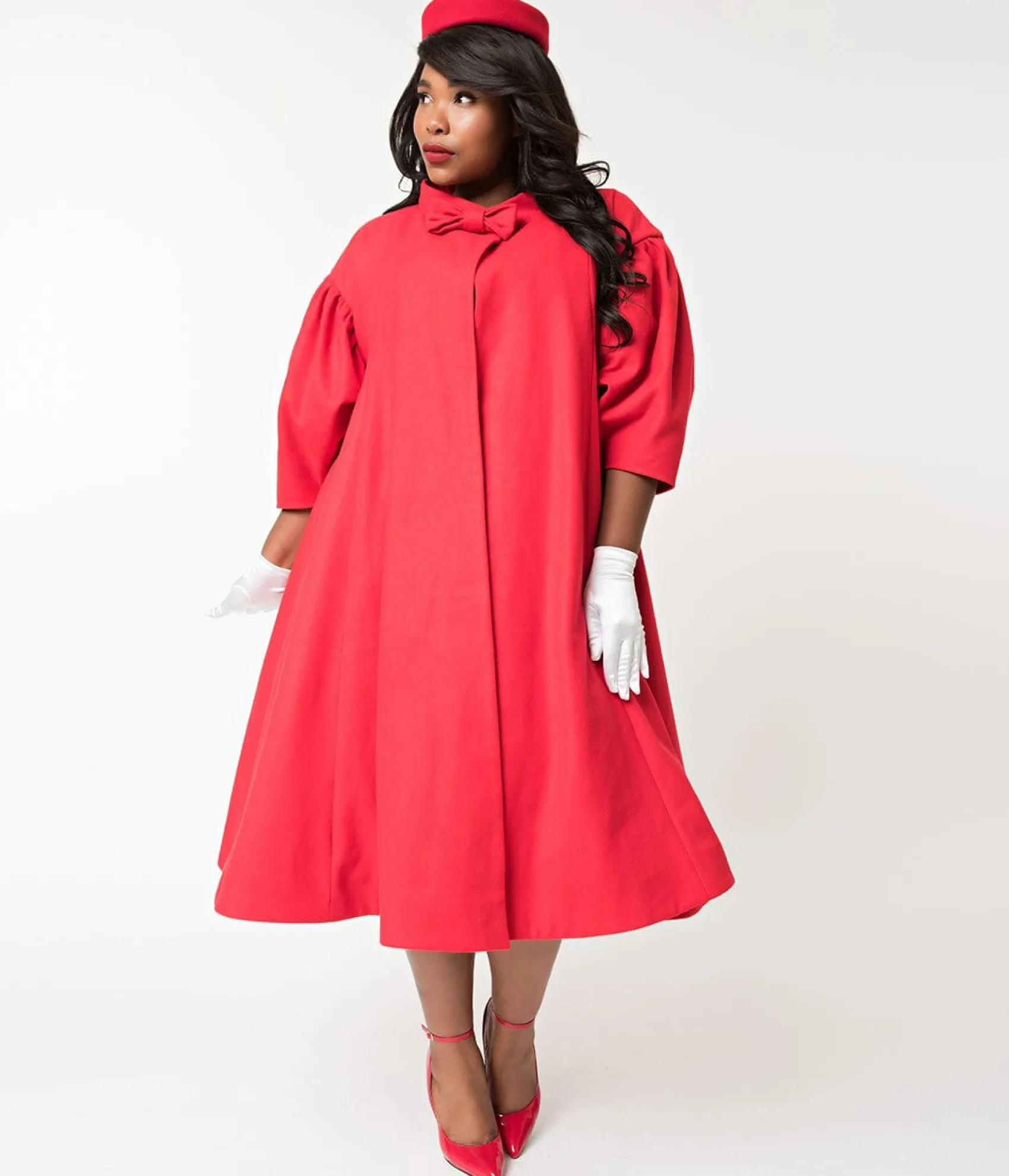 Barbie™ x Unique Vintage 1960s Style Red Flare Swing Coat