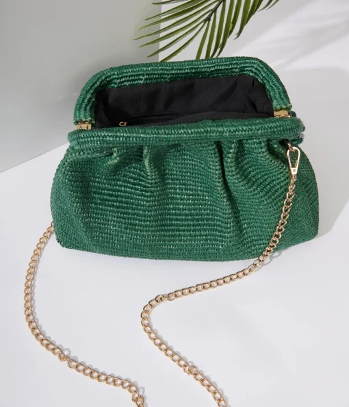 Basil Green Solana Clutch Handbag