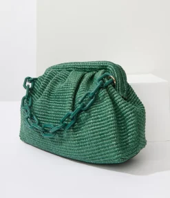 Basil Green Solana Clutch Handbag