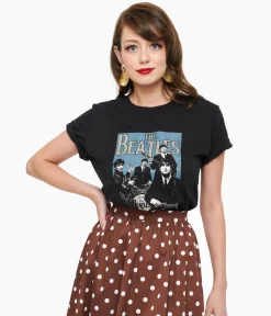 Beatles Band Fitted Cotton Graphic Tee