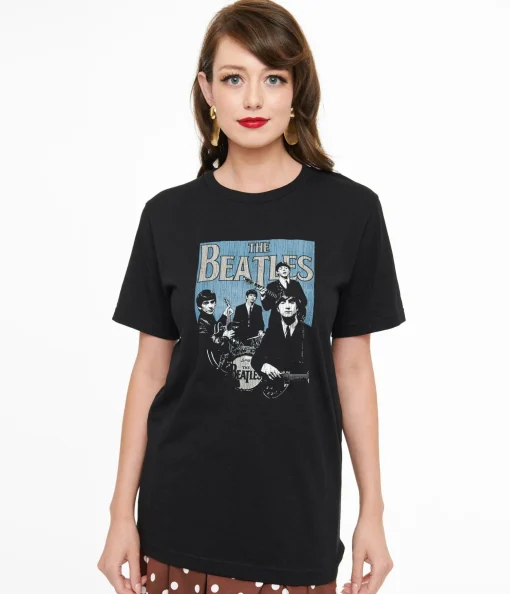 Beatles Band Fitted Cotton Graphic Tee