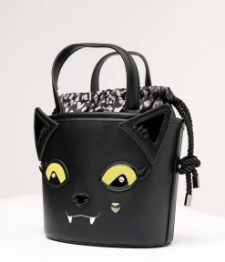 Betsey Johnson Black Gimmie Candy Cat Bucket Bag