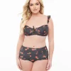 Black & Cherry Print Two Piece Swim Set