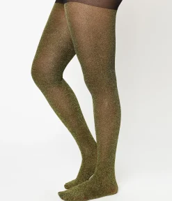 Black & Gold Shimmer Lurex Tights