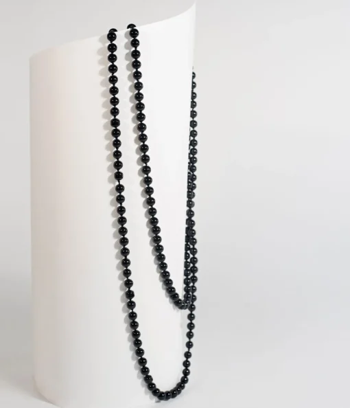 Black 60" Long Pearl Necklace