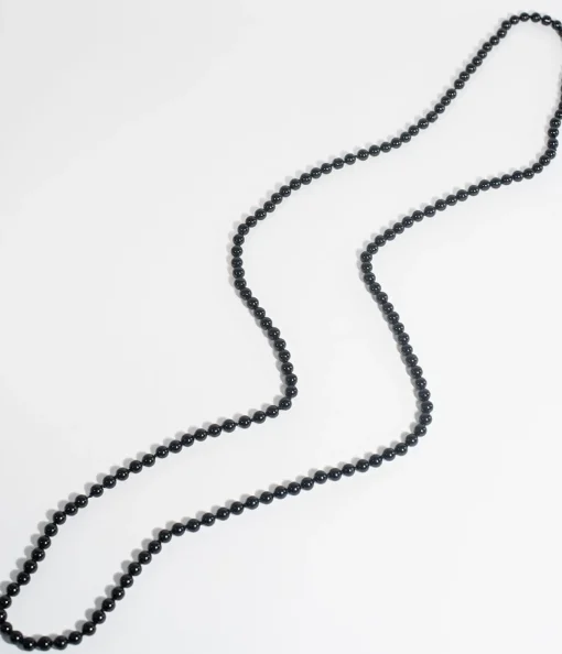 Black 60" Long Pearl Necklace