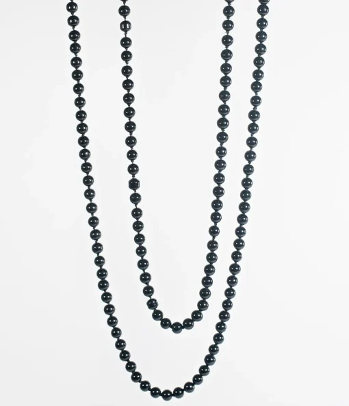 Black 60" Long Pearl Necklace