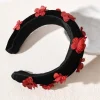 Black & Red 3D Floral Padded Headband