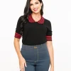 Black & Red Striped Collar Knit Sweater