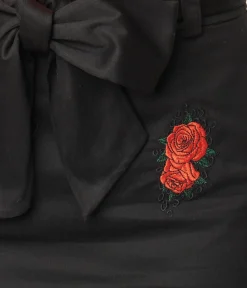 Black & Spanish Rose Pencil Skirt