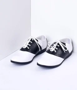 Black & White Classic Lace Up Saddle Shoes