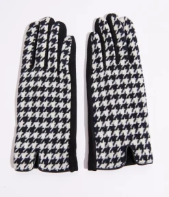 Black & White Houndstooth Gloves
