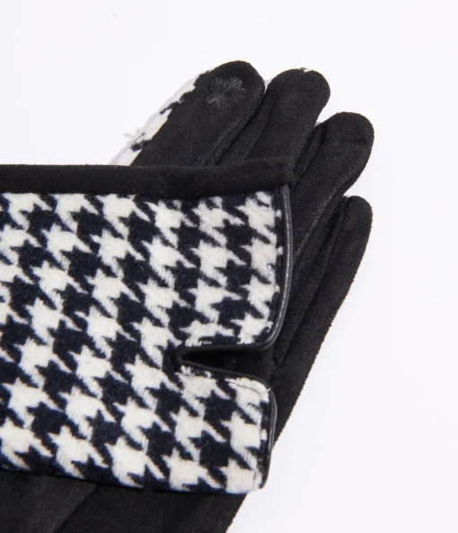 Black & White Houndstooth Gloves
