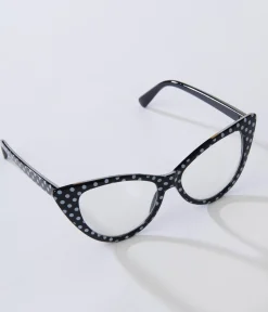 Black & White Polka Dot Cat Eye Glasses