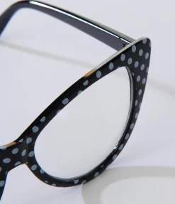 Black & White Polka Dot Cat Eye Glasses