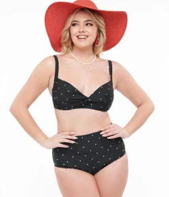 Black & White Polka Dot Two Piece Swim Set