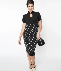 Black & White Polka Dot Wiggle Skirt