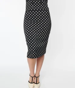 Black & White Polka Dot Wiggle Skirt