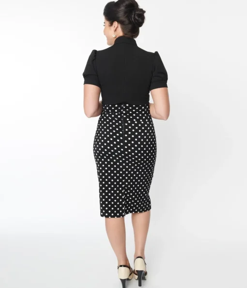 Black & White Polka Dot Wiggle Skirt