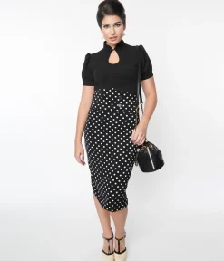 Black & White Polka Dot Wiggle Skirt