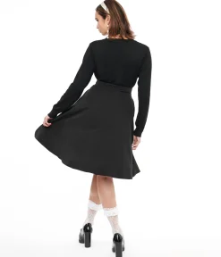 Black & White Snake Embroidered Swing Skirt