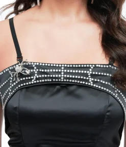 Black Bedazzled Bat Bow Erakuh Dress