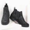 Black Chunky Glitter Chelsea Boot