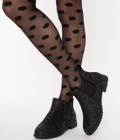 Black Chunky Glitter Chelsea Boot