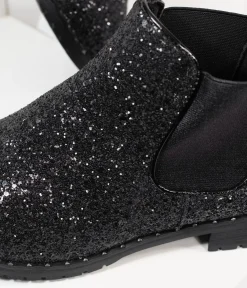 Black Chunky Glitter Chelsea Boot