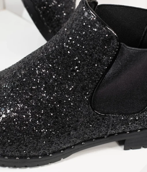 Black Chunky Glitter Chelsea Boot