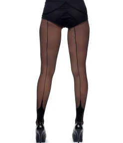 Black Cuban Heel Stockings