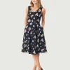 Black Cupcake Print Swing Dress