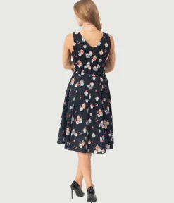Black Cupcake Print Swing Dress