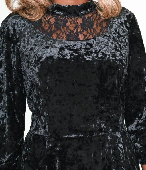 Black Diamond Velvet Swing Dress