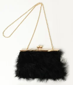 Black Fur Clutch Bag